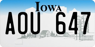 IA license plate AOU647