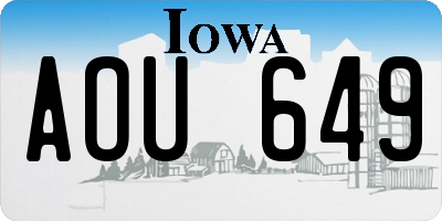 IA license plate AOU649