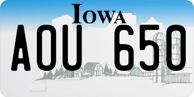 IA license plate AOU650