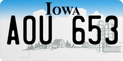 IA license plate AOU653