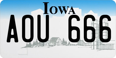 IA license plate AOU666