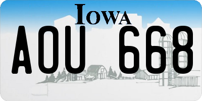 IA license plate AOU668