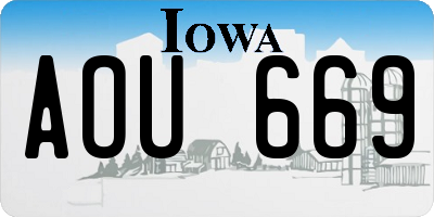 IA license plate AOU669