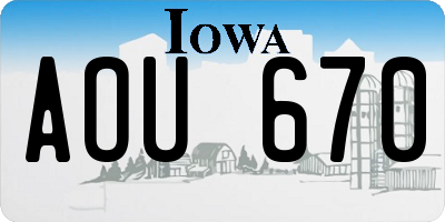 IA license plate AOU670