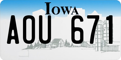 IA license plate AOU671
