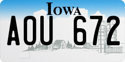 IA license plate AOU672