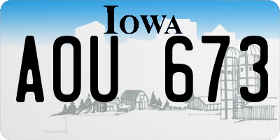 IA license plate AOU673