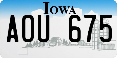 IA license plate AOU675