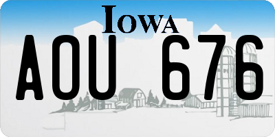 IA license plate AOU676