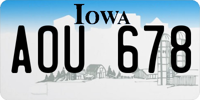 IA license plate AOU678