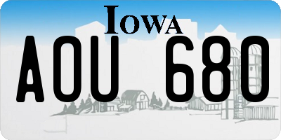 IA license plate AOU680