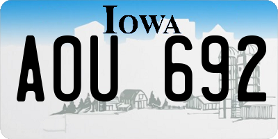 IA license plate AOU692