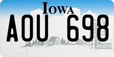 IA license plate AOU698