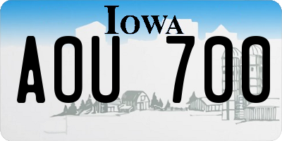 IA license plate AOU700