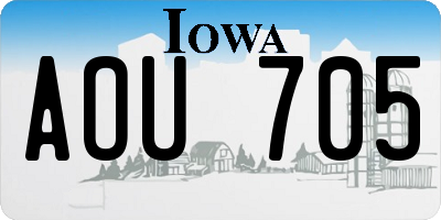 IA license plate AOU705