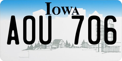 IA license plate AOU706