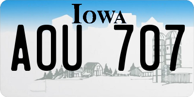 IA license plate AOU707