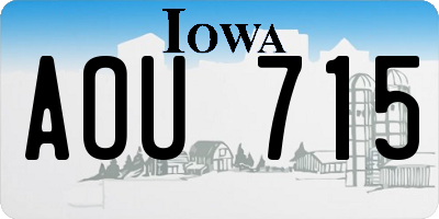 IA license plate AOU715