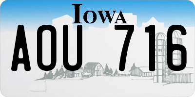 IA license plate AOU716