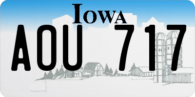 IA license plate AOU717
