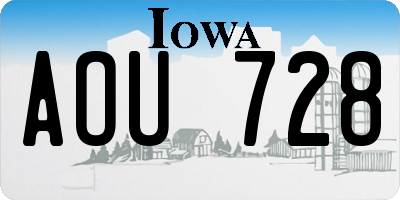 IA license plate AOU728