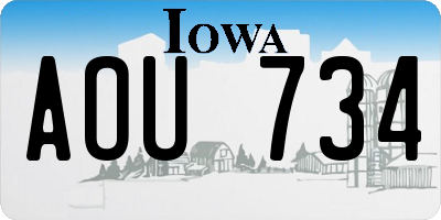 IA license plate AOU734