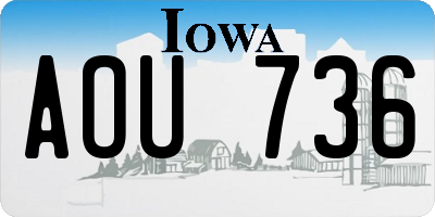 IA license plate AOU736