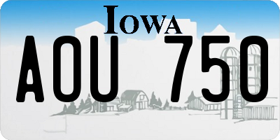 IA license plate AOU750