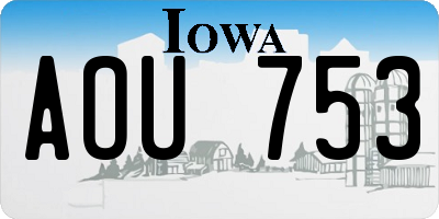 IA license plate AOU753