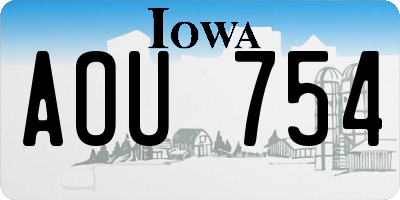 IA license plate AOU754