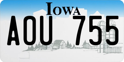 IA license plate AOU755