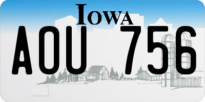 IA license plate AOU756