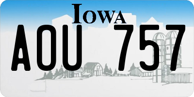 IA license plate AOU757