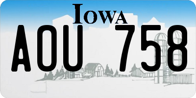 IA license plate AOU758
