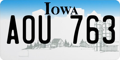 IA license plate AOU763
