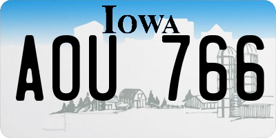 IA license plate AOU766