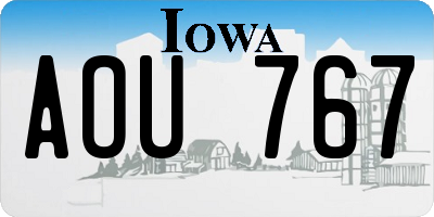 IA license plate AOU767