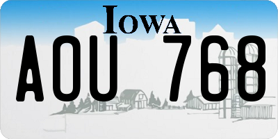 IA license plate AOU768