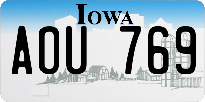 IA license plate AOU769