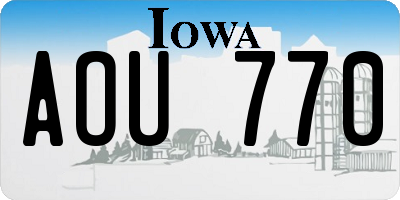 IA license plate AOU770