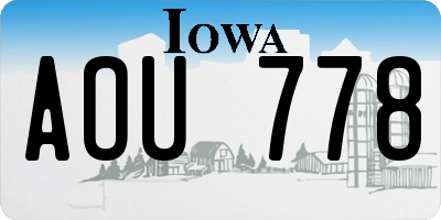 IA license plate AOU778