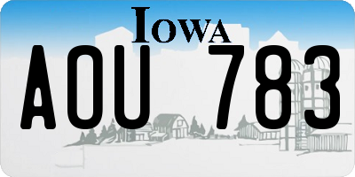 IA license plate AOU783