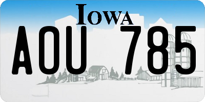 IA license plate AOU785