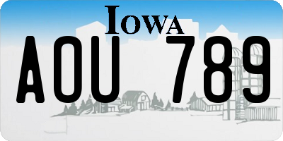 IA license plate AOU789