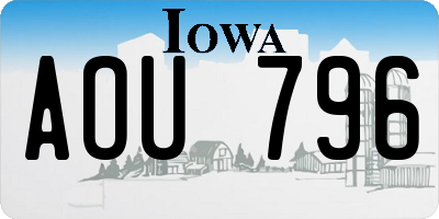 IA license plate AOU796