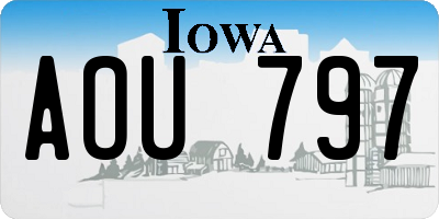 IA license plate AOU797