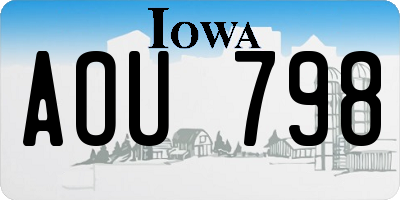 IA license plate AOU798