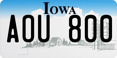 IA license plate AOU800