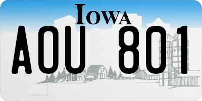 IA license plate AOU801