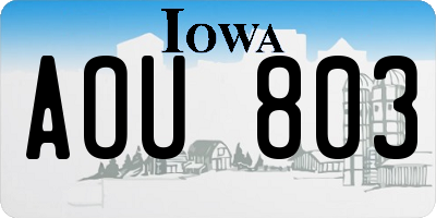 IA license plate AOU803